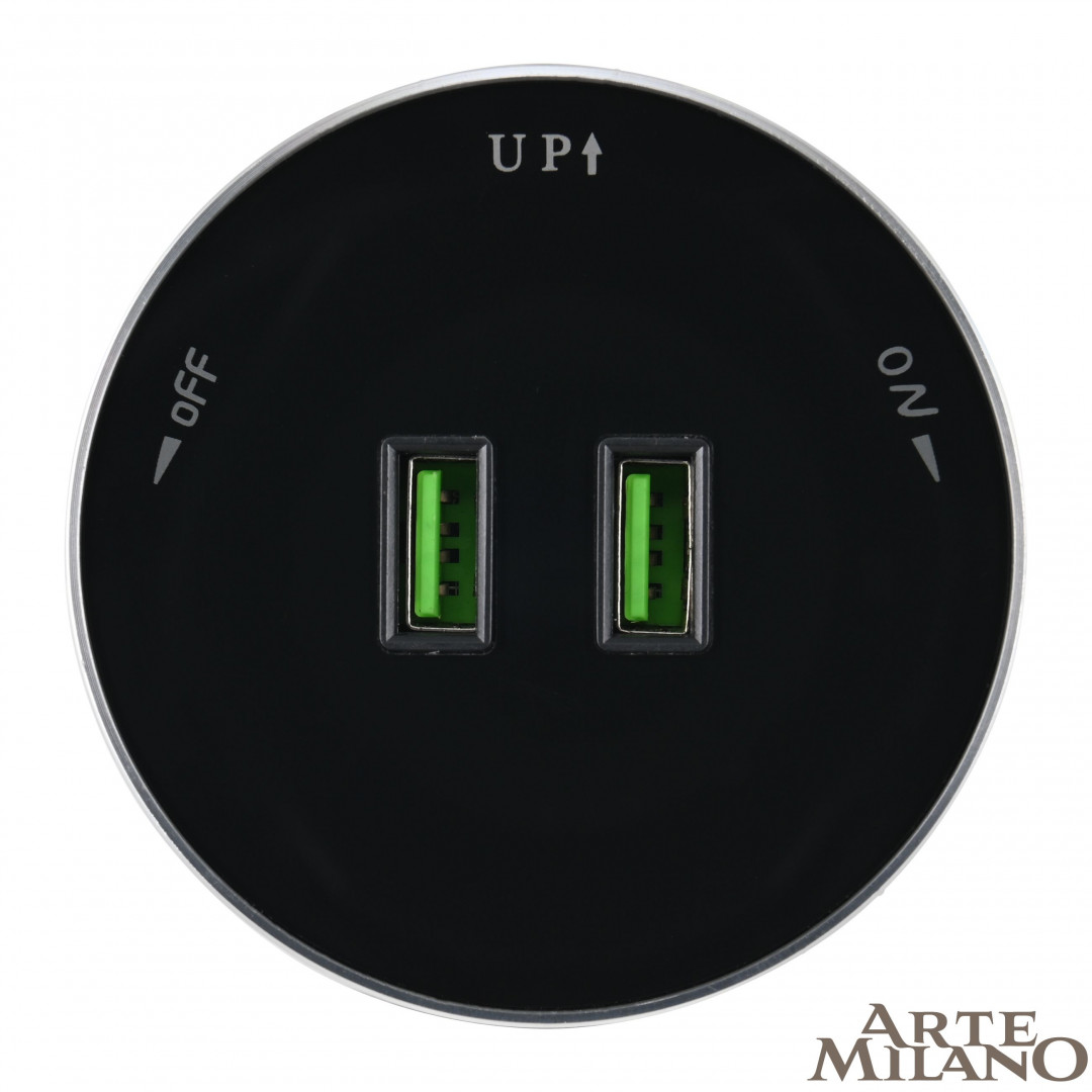 трековая розетка arte milano am-track-sockets 380011ts/usbx2 black
