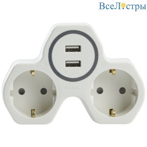 Разветвитель сетевой 2-местный Stekker 32872