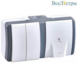 Розетка 2-я Mono Electric Octans IP54 16A 250V бело-серый 154-020001-181