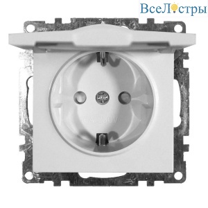 Розетка 2P+PE Stekker Катрин со шторками крышкой белый GLS16-7112-01 39302