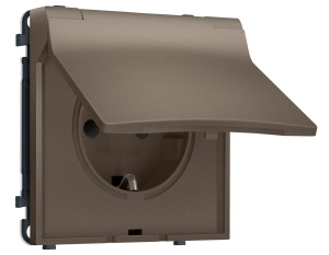 Комплект механизма электрической розетки SIGMA Темная бронза матовый 50Hz 2P+E с/з с/ш и крышкой IP44 16A-250V QUANT PRO Ambrella Volt MS638010 (SP6380, PR141)