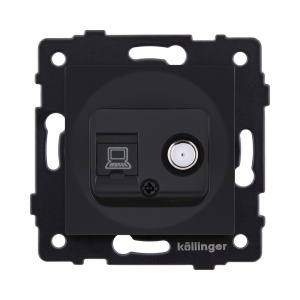 Розетка двойная спутниковая SAT + RJ45 Cat.6, черный матовый Kollinger REA-022BM для Aspekt, Eleganz, Reflex