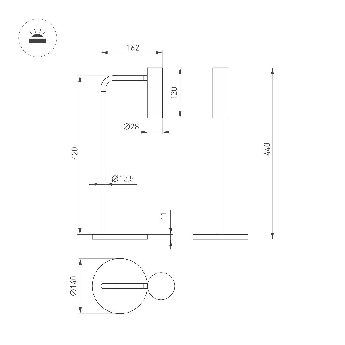 настольная лампа arlight sp-verdi-tab-3w warm3000 051668