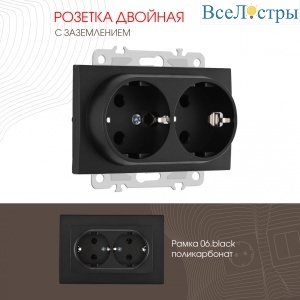 Розетка двойная с заземлением Arte Milano 206.40-2.black