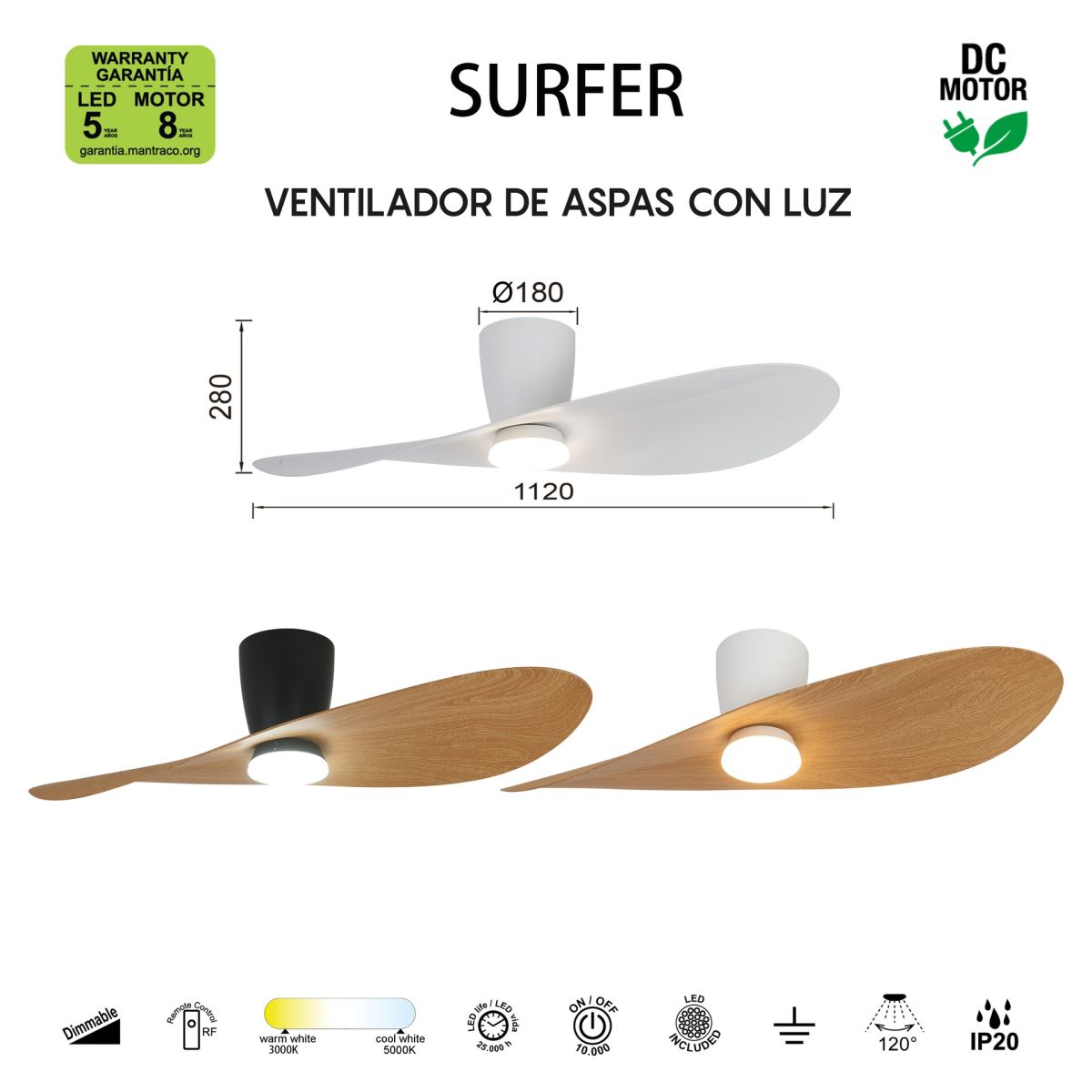 люстра-вентилятор mantra surfer 9474