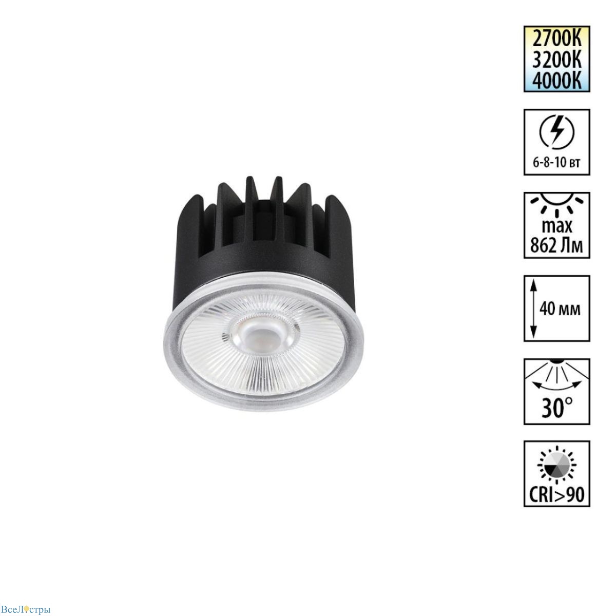 светодиодный модуль с переключ. цв. температуры и мощности novotech diod mod ip20 led 6/8/10w 180-265v 2700к\3200к\4000к 359813