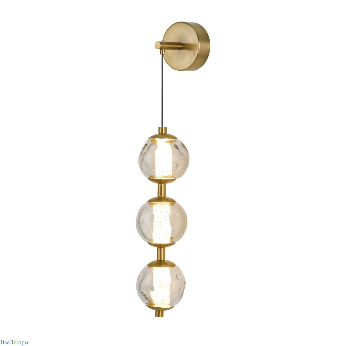 бра delight collection ob2437 brass/clear