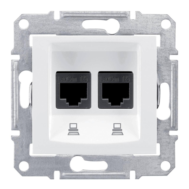 розетка компьютерная 2хrj45 schneider electric sedna utp sdn4400121