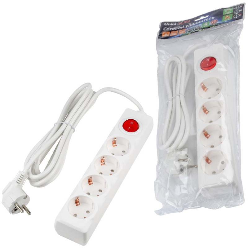 удлинитель бытовой uniel ultra s-gcu4-3b white ul-00010022