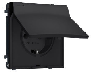 Комплект механизма электрической розетки SIGMA Черный Мягкое касание 50Hz 2P+E с/з с/ш и крышкой IP44 16A-250V QUANT PRO Ambrella Volt MS988010 (SP9880, PR141)