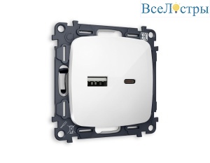 Комплект механизма розетки USB A+C 20W Ambrella Volt Omega (OP1110, VM177) MO111010