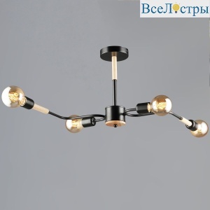 Люстра на штанге Reluce 10070-0.3-04 BK+WOOD