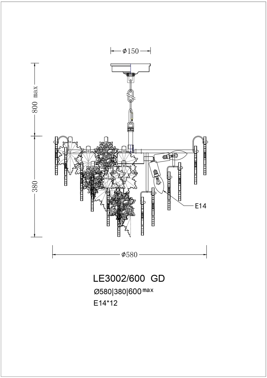 подвесная люстра erable le3002/600 gd