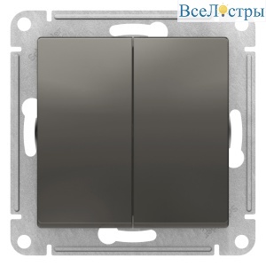 Переключатель 2-клавишный перекрестный, 2 x сх. 7, 10АХ Systeme Electric AtlasDesign Сталь ATN000973