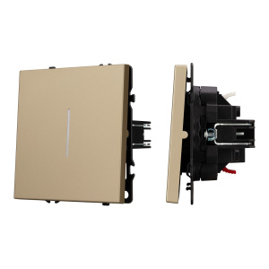 Выключатель проходной 1 кл подсветка софт-тач золотой песок Arlight SWT-MKP1-SFPL-L-GD (250V, 10A) 054262(1)