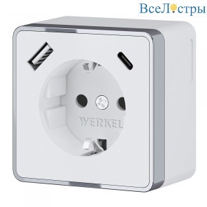 Розетка с заземлением, шторками и USB тип A+C Werkel Gallant W5071706 4690389179624 a057701
