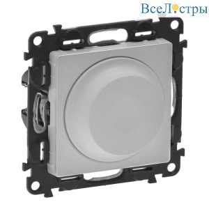 Светорегулятор Legrand Valena Life поворотный без нейтрали алюминий 752660