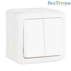 Выключатель двухклавишный Legrand Quteo 10A 250V IP44 белый 782302