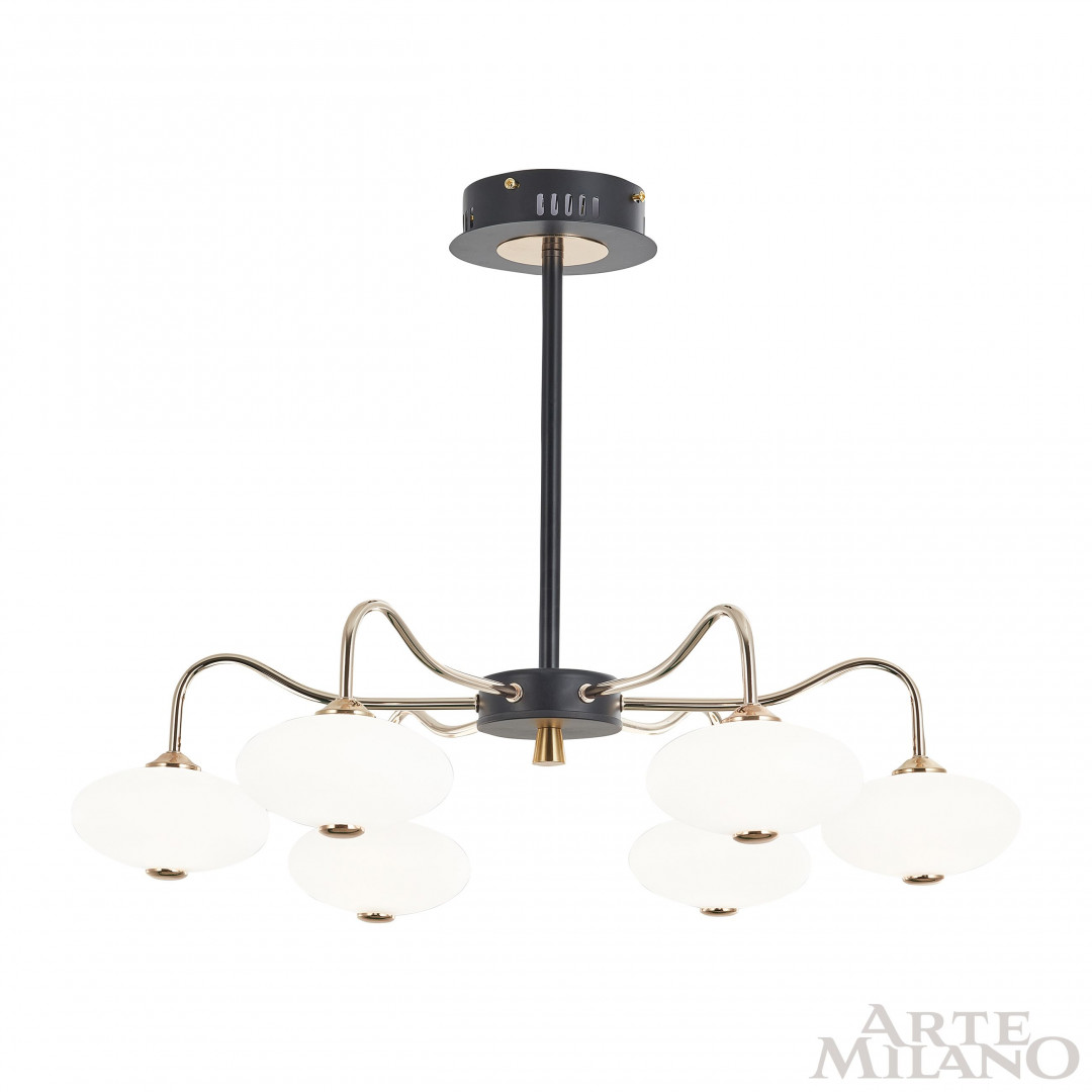 люстра на штанге arte milano neapolis 273908/6 bk/gd