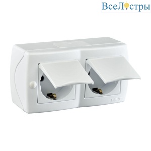 Розетка 2К+З двойная Mono Electric Octans IP20 16A 250V с крышкой винтовое подключение белый 104-010101-184