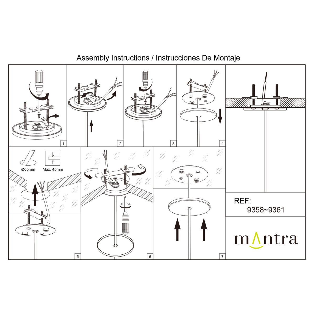 основание потолочное утопленное 1l mantra modular light florones 9358