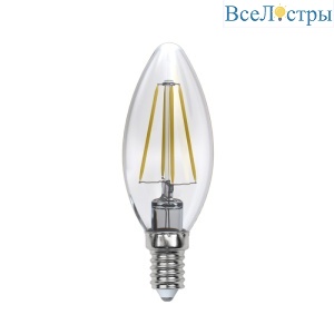 Лампа светодиодная филаментная (UL-00002862) Uniel E14 5W 4000K LED-C35-5W/NW/E14/CL/DIM GLA01TR