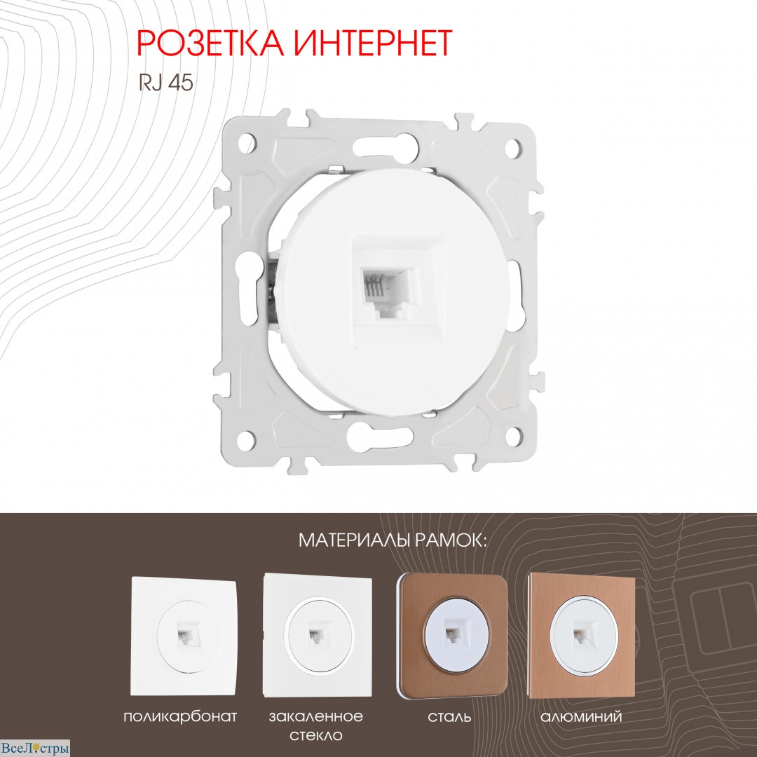 розетка rj45 arte milano 202.45-1.white