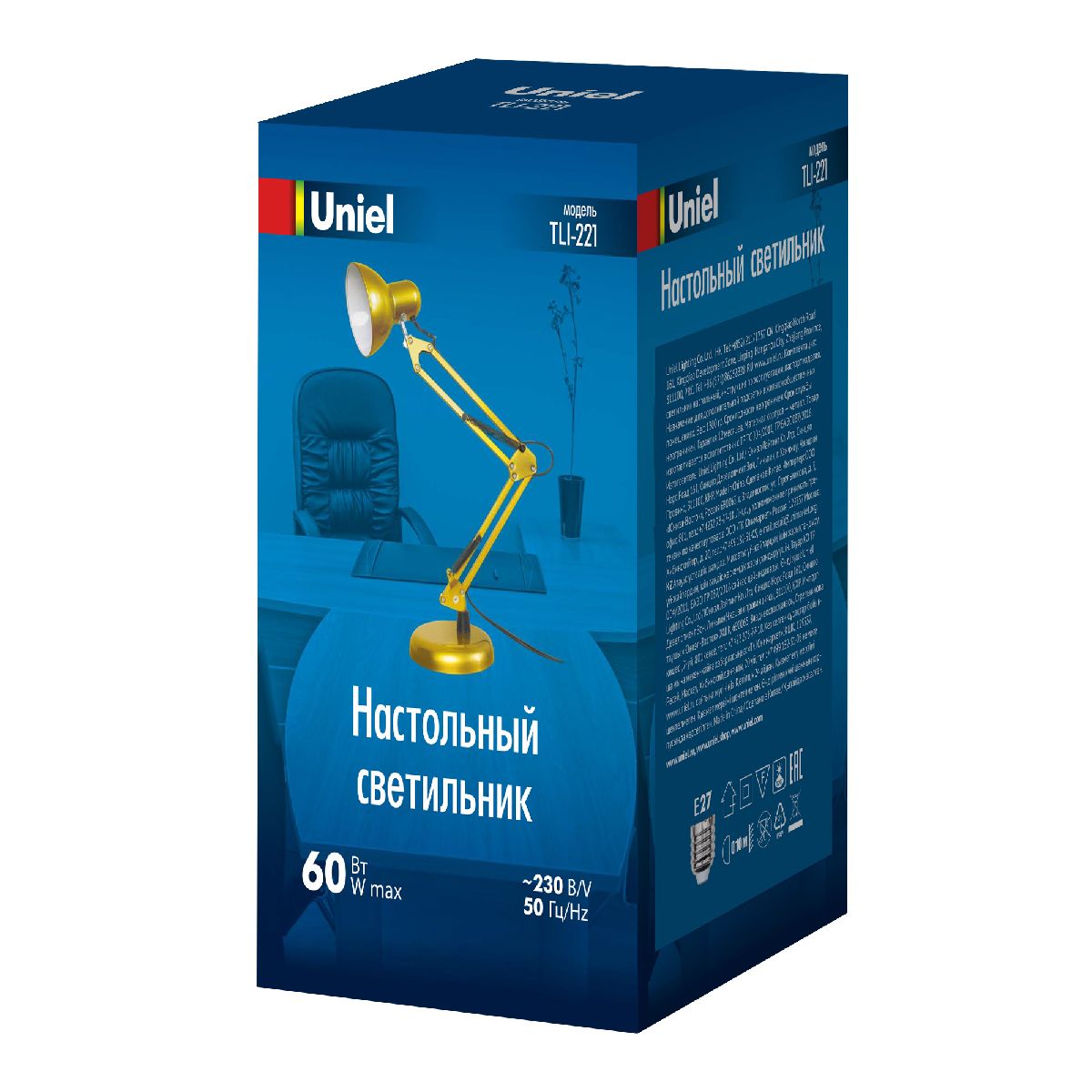 настольная лампа uniel tli-221 gold e27 ul-00011103