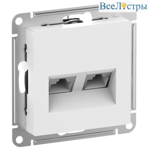 Розетка компьютерная двойная (2хRJ45) кат.6А Systeme Electric AtlasDesign Белый ATN000188