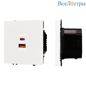 Механизм розетки с быстрой USB зарядкой Arlight SCT-NOBE-MUAC-SFPL-FC-WH (65W, QC3) 054316