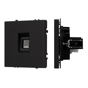 Розетка телефонная софт-тач черный оникс Arlight SCT-MTL1-SFPL-BK (RJ-11, 4C) 054301(1)