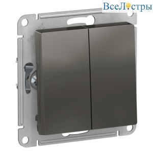 Переключатель 2-клавишный сх.6, 10АХ Systeme Electric AtlasDesign Сталь ATN000965