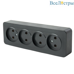 Розетка четырехместная 2P Stekker София черный матовый MST10-14-05 49504
