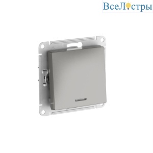 Выключатель 1-клавишный с подсвет.,сх.1а, 10АХ, быстрозажим. клем. Systeme Electric AtlasDesign Сталь ATN000913S
