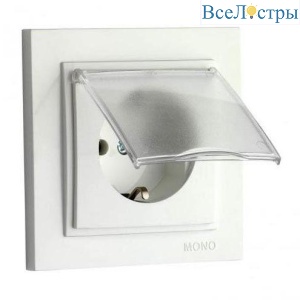 Розетка 2К+З Mono Electric Despina 16A 250V с крышкой винтовое подключение жемчуг 102-252521-118