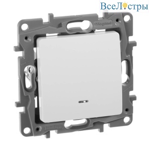 Выключатель одноклавишный Legrand Etika 10A 250V с подсветкой белый 672203