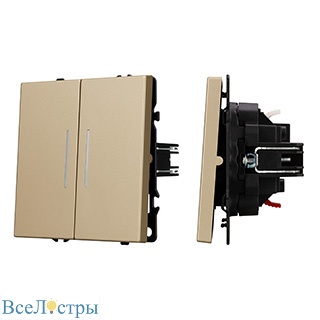 механизм звонкового выключателя двухклавишный arlight led swt-nobe-mkr2-sfpl-l-gd (230v, 10a) (золотой песок) 061743(1)