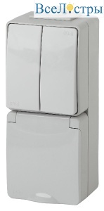 Блок розетка + выключатель двойной Эра 11-7608-03 Б0035999