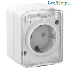 Наруж Белый Розетка с/з со шт., 16А 250B IP54 Systeme Electric AtlasDesign Profi54 ATN540145