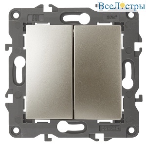 Выключатель двухклавишный ЭРА Elegance 14-1104-04 Б0034233