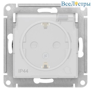 Розетка 2К+З Schneider Electric Atlas Design 16A 250V со шторками и крышкой белая ATN440146