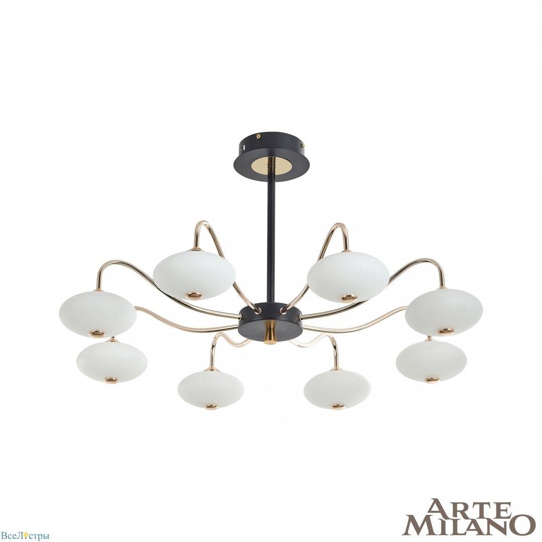 люстра на штанге arte milano 273908/8 bk/gd
