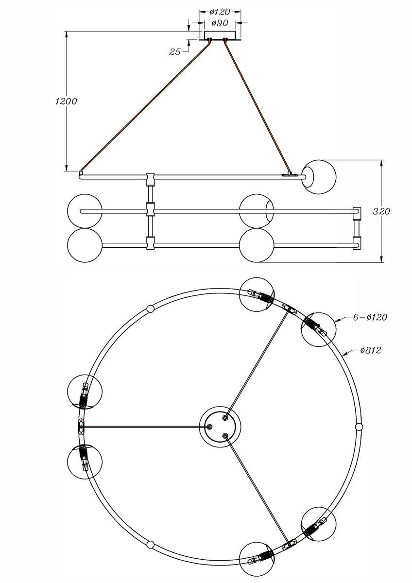 подвесная люстра maytoni balance mod317pl-06g