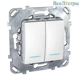 Выключатель двухклавишный с подсветкой Schneider Electric Unica MGU5.0101.18NZD