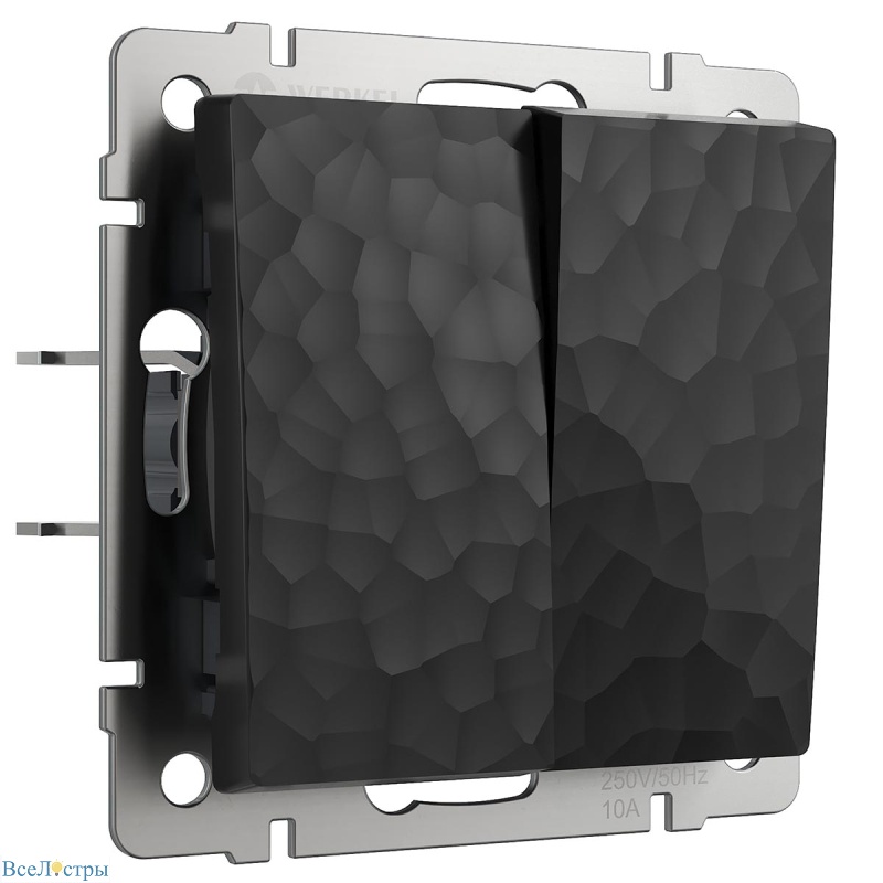 выключатель werkel hammer двухклавишный черный w1220008 4690389162329