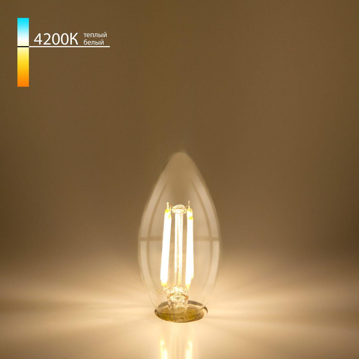 лампа светодиодная филаментная elektrostandard e14 7w 4200k прозрачная a049116