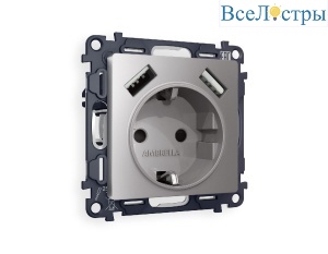Комплект механизма розетки 2USB A+A 18W (быстрая зарядка) с/з Ambrella Volt Alfa MA509010