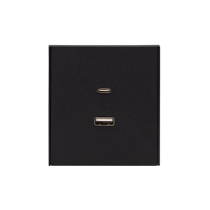 Розетка STRONG USB-A+Type-C 3А с функцией быстрой зарядки антрацит KRANZ KR-78-0734-5
