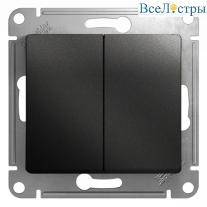 Выключатель 2-клавишный, сх.5, 10АХ Systeme Electric Glossa Антрацит GSL000751