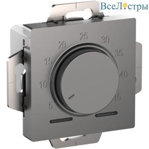 Термостат электрон. теплого пола с датчиком, 10A Systeme Electric AtlasDesign Сталь ATN000935